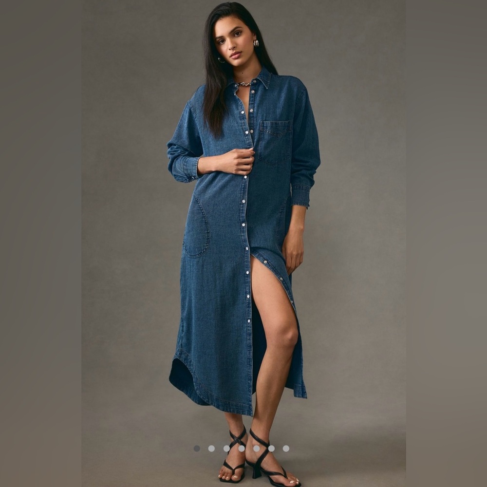 Denim Button-Up Maxi Dress